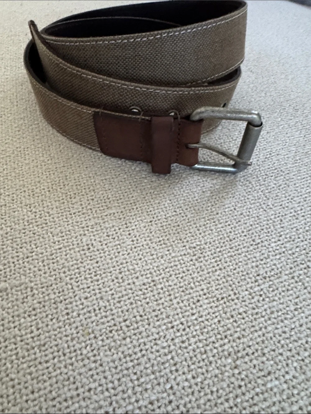 Lucky Brand Brown Canvas Belt with Leather Accents 38.